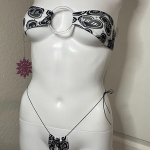 Black Hearts micro Bandeau Bikini set Stripper Outfit | valentines exotic Dancewear | festival Outfit luxury bikini