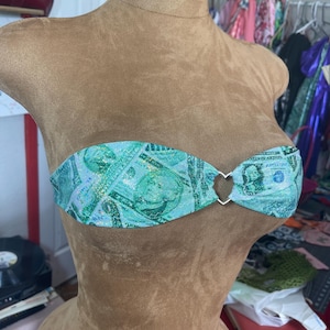 Green Money maker micro Bandeau Bikini set Stripper Outfit | exotic Dancewear | festival Outfit luxury bikini