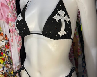 Cross Bikini | nun Stripper Outfits | Exotic Dancewear Set | Exotic Dance Wear