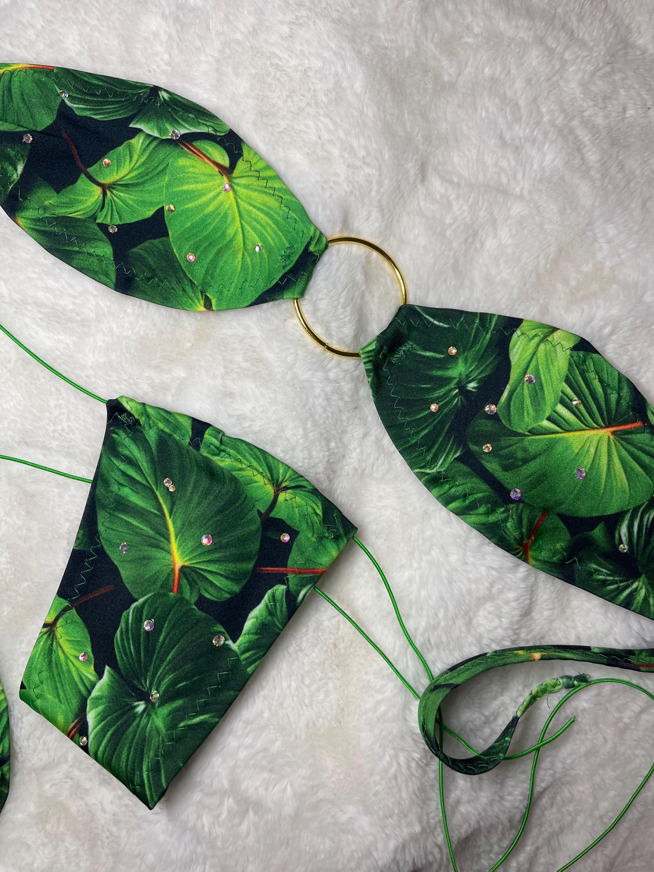 Mother Nature micro bandeau bikini Stripper Outfit Exotic Dancewear festival Outfit