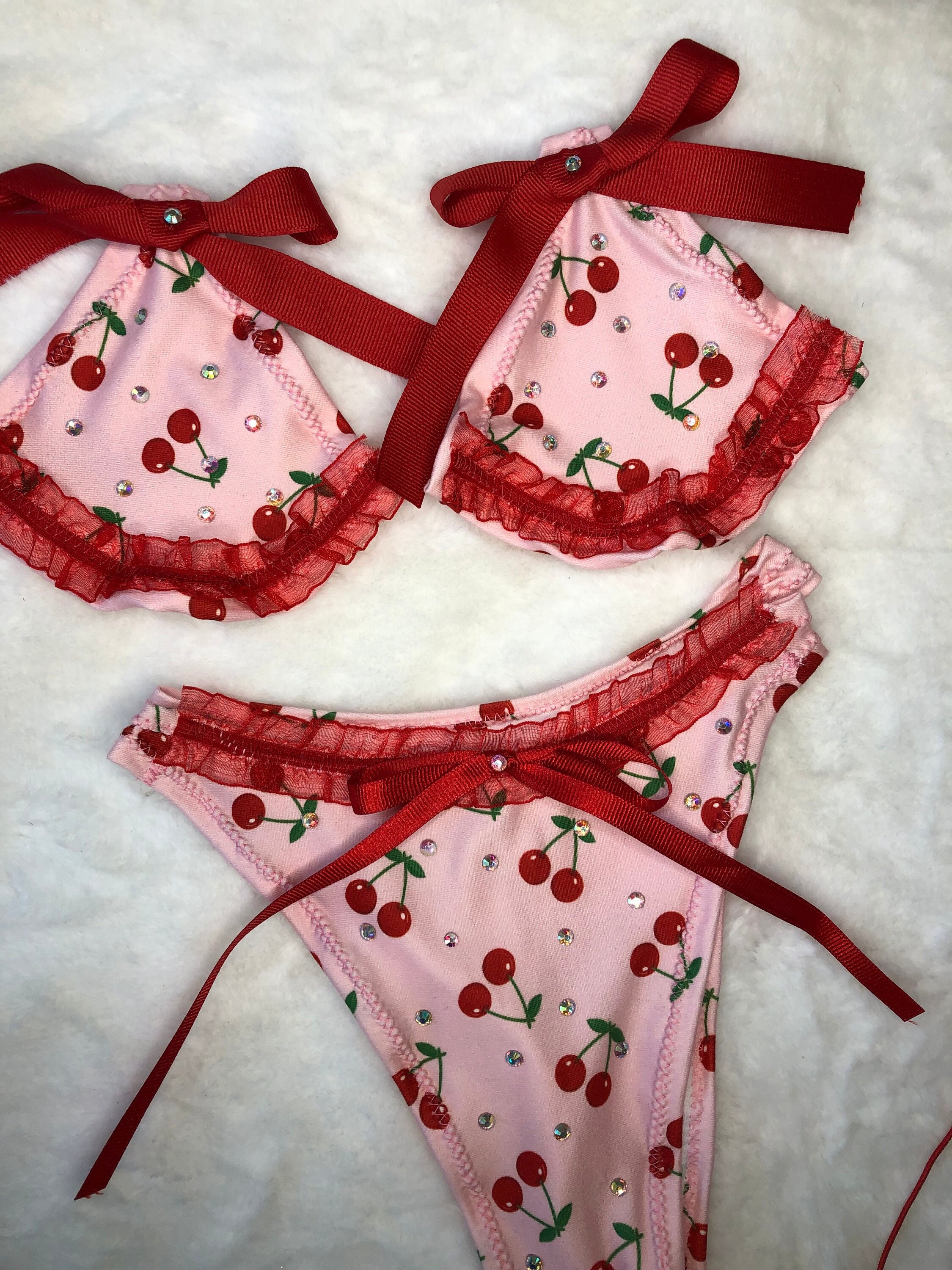 Lolita Strawberry Ruffle Brief Sweet Bow Panties Japanese Mori Girls  Underwear