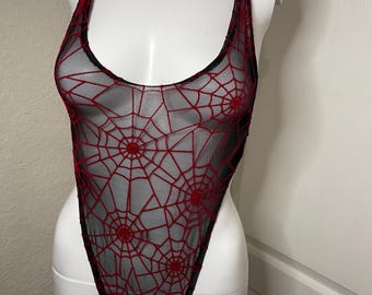 Mesh Spider Web One Piece Stripper Outfit Exotic Dancewear festival Outfit