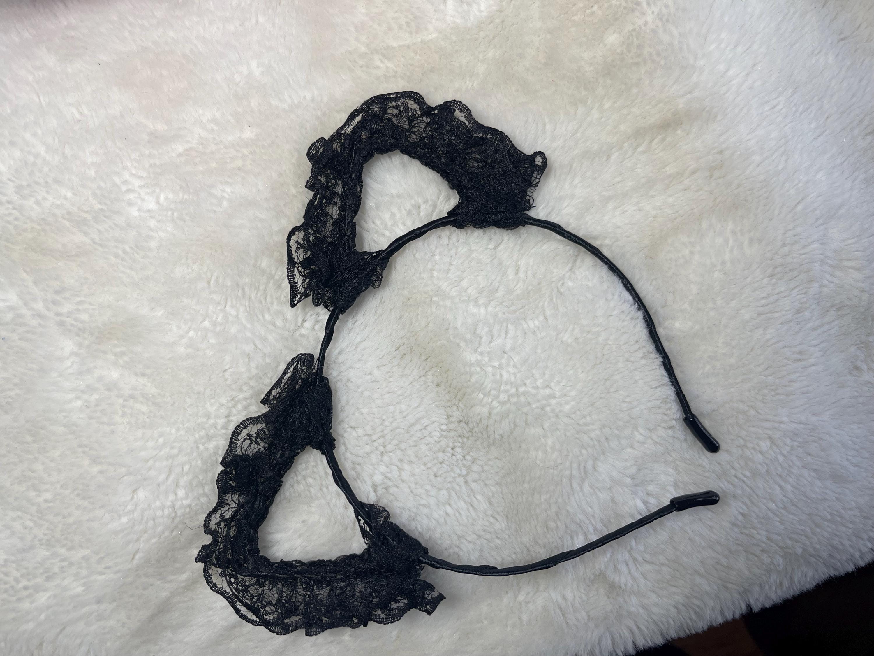 Adorable black lace with bow kitty cat Halloween ears $_57.JPG?set_id=880000500F main image 2