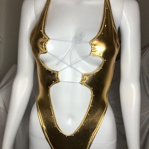 Gold One Piece Stripper Outfit Exotic Dancewear