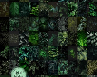 150 stuks groene collagekit, donkergroene esthetische collage, botanische printset voor plantenliefhebbers, printbare collage, studentencollage slaapzaal