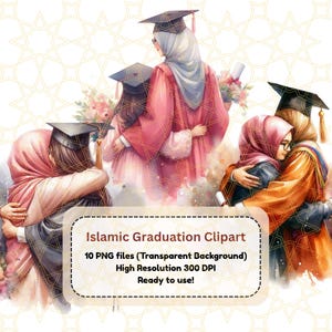 Islamic Graduation Clipart: Hijab Mom and Daughter (Digital Download)