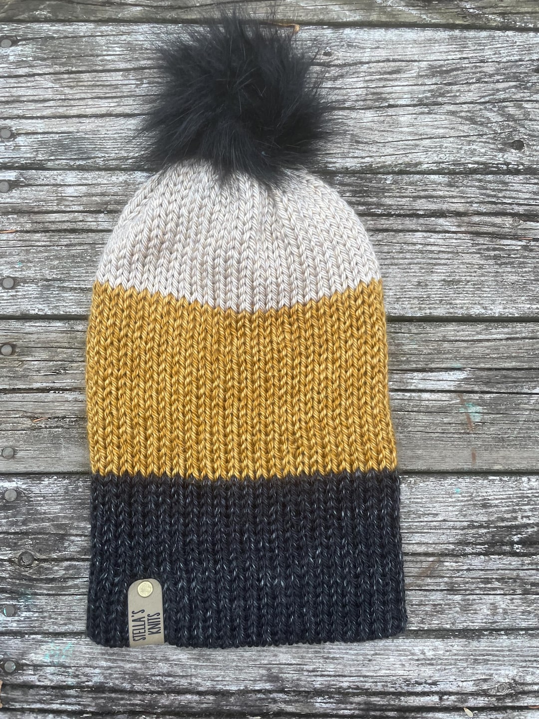 Classic Striped Knit Toque: Soft Double Layer With Pom Pom - Etsy