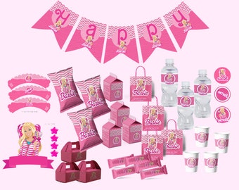 Decoración de cumple Barbie adolecente, Kit Imprimible PDF