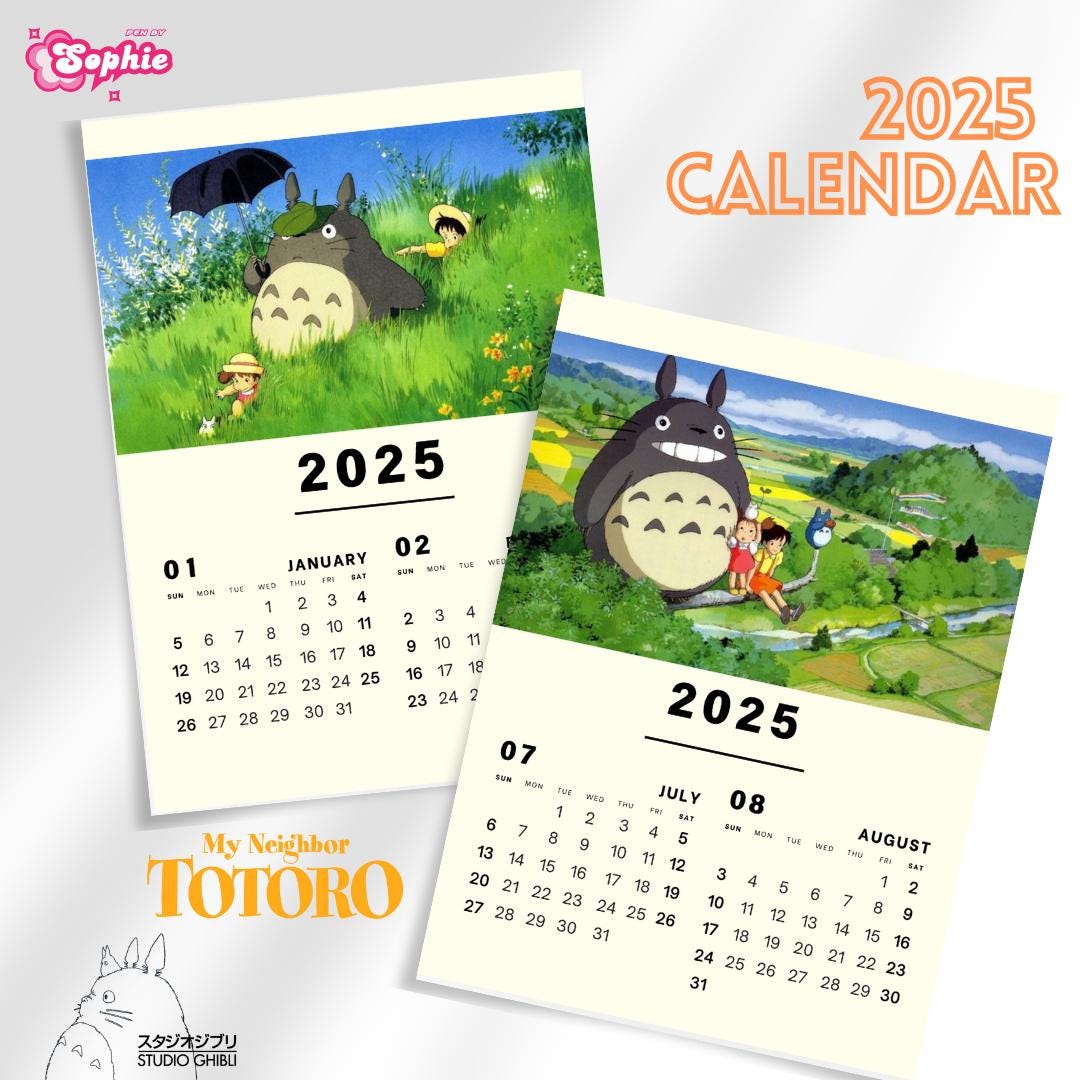 2025 Calendar Anime Theme Studio Ghibli My Neighbor Totoro Etsy