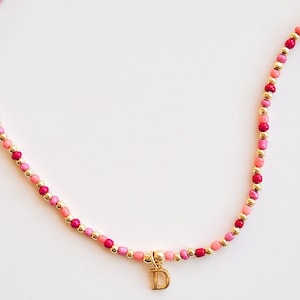 Custom Gold Initial Charm Necklace Golden Multicolored Necklace, Gift for Bestfriend