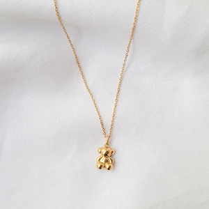 Gold Teddy Bear Necklace: 14k Gold Plated Charm Pendant