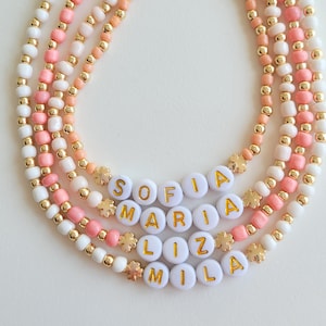 Pastel Color Custom Name Necklaces, Bead Name Necklace, Personalized Necklace, Custom Kids Necklace, Gift for Toddler