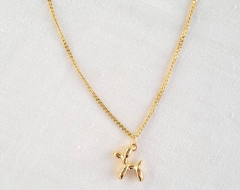 Gold Balloon Dog Necklace: 14k Plated Animal Pendant