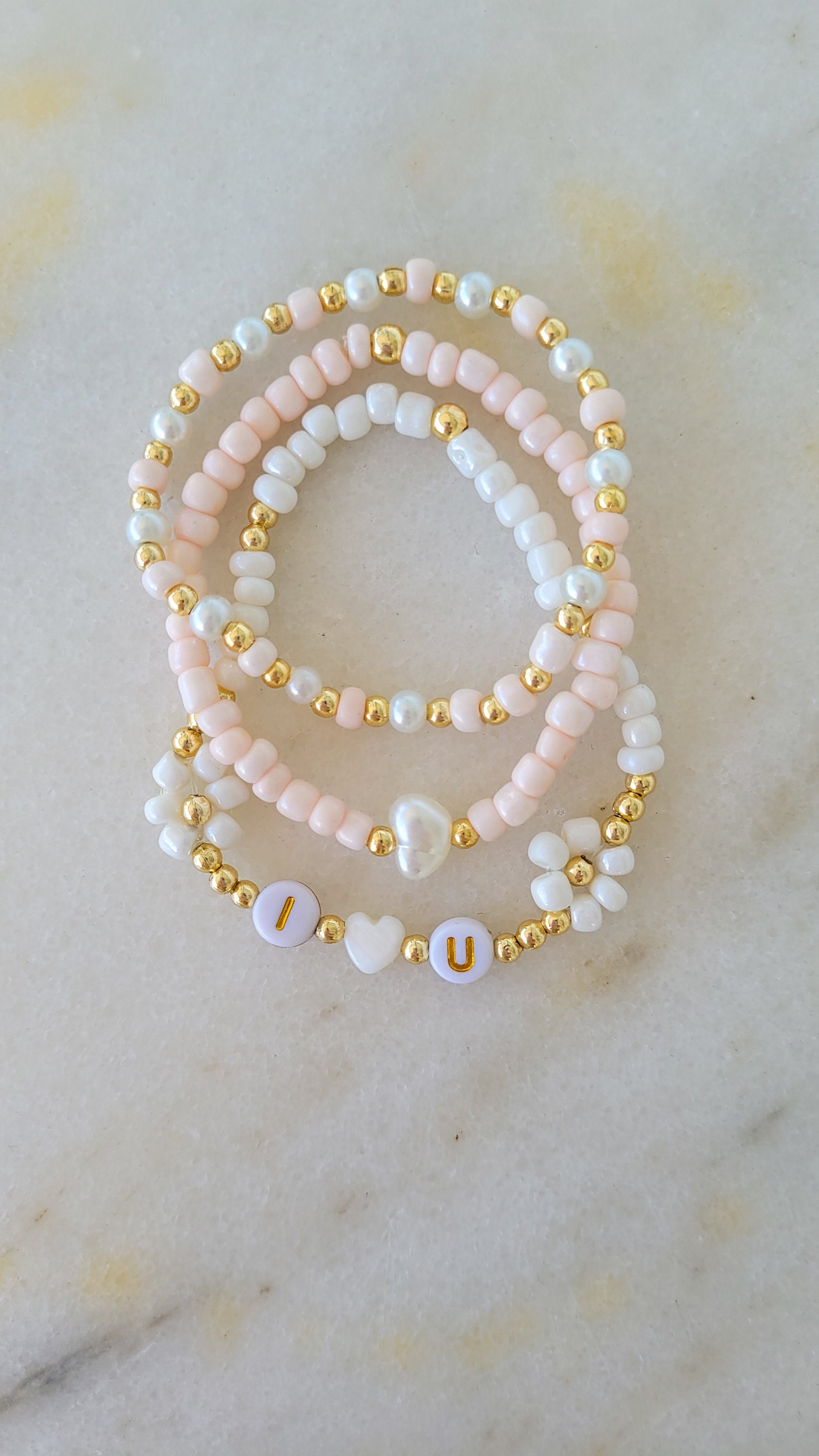 Mama Mini Bracelets Set, Daisy Matching Bracelet, Handmade