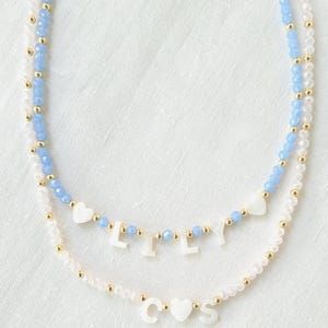 Personalized Toddler Name Necklace,  Mother of Pearl Letter, Custom Kids Jewelry, Children’s Birthday Gift