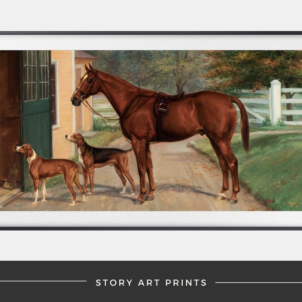 Samsung Frame Tv Art Vintage Horse Painting | Equestrian Art for Frame TV