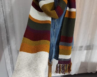 Handmade Multi-Color Knit Scarf: Vintage TV Show Inspired