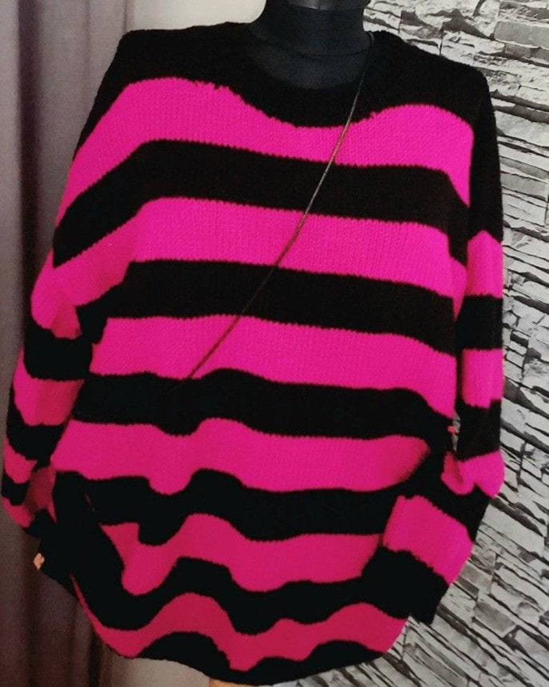 Chunky Patchwork Sweater – Green & Black Retro Knit, Unisex Festival Style. Tate London ınspired sweater image 9