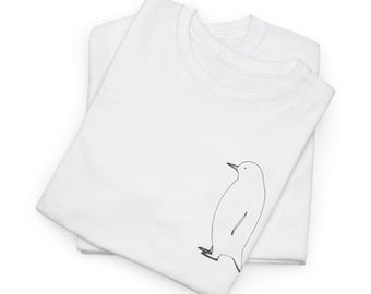 Minimalistisch pinguïn T-shirt leuk cadeau voor haar, uniseks T-shirt, grafisch T-shirt, cadeau pinguïn minnaar, T-shirt met dierenprint, shirt grappige vogel