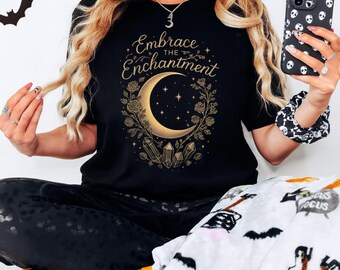 Enchanted Moon Crystals T-Shirt: Mystic Witchy Tee