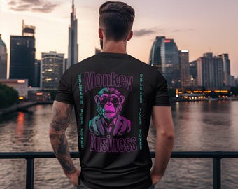 Neon Cyberpunk Monkey T-Shirt: Back Print Fashion Statement