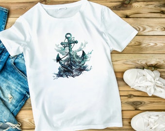 Unique Colorful Unique Anchor T-Shirt Ship Shirt Water Lover Marine TShirt Nautical Gift For Sea Lover T Shirt Cotton 100% S, M, L, XL - 5XL
