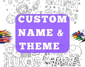 Custom Name & Theme Coloring Page for Kids – Personalized Printable Activity Sheet