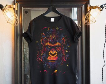 Colorful Gorilla Graphic T-Shirt: Animal Lover Gift