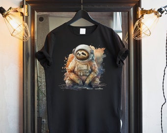 Colorful Astronaut Sloth Shirt Cotton 100%, XS, S, M, L, XL - 5XL Space T Shirt Unique Gift For Space And Animal Lovers T-Shirt Sale