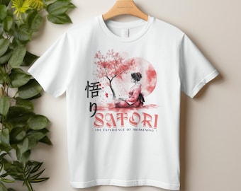 Satori Japanese T-Shirt: Meditation Cherry Tree Design