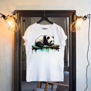 Cute Panda T-Shirt Colorful Animal Funny Shirt Gift For Animal Lover Panda Gift Idea For Birthday Tee Cotton 100% S, M, L, XL - 5XL