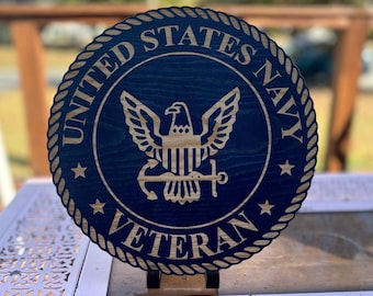 U.S. Navy Emblem Wood Carved Plaque, Veteran Decor Gift, Military