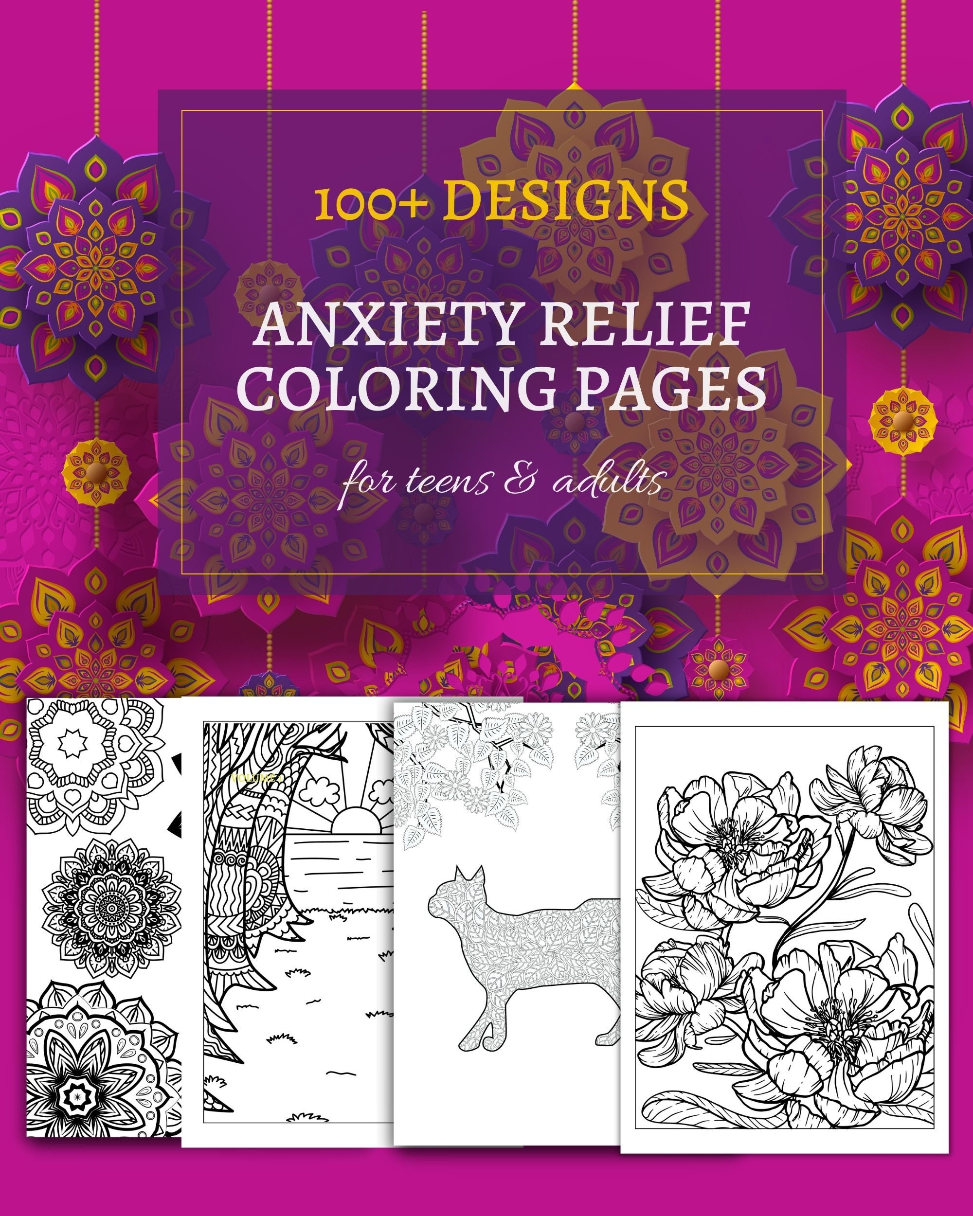 Anxiety Relief Coloring Book for Adults Graphic by ETDSGN