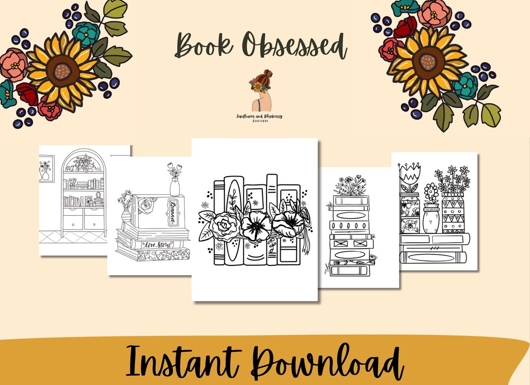 Obsessed Color Pages Book Obsessed Coloring Sheets, Printable Book Obsessed Pages, Adult ...