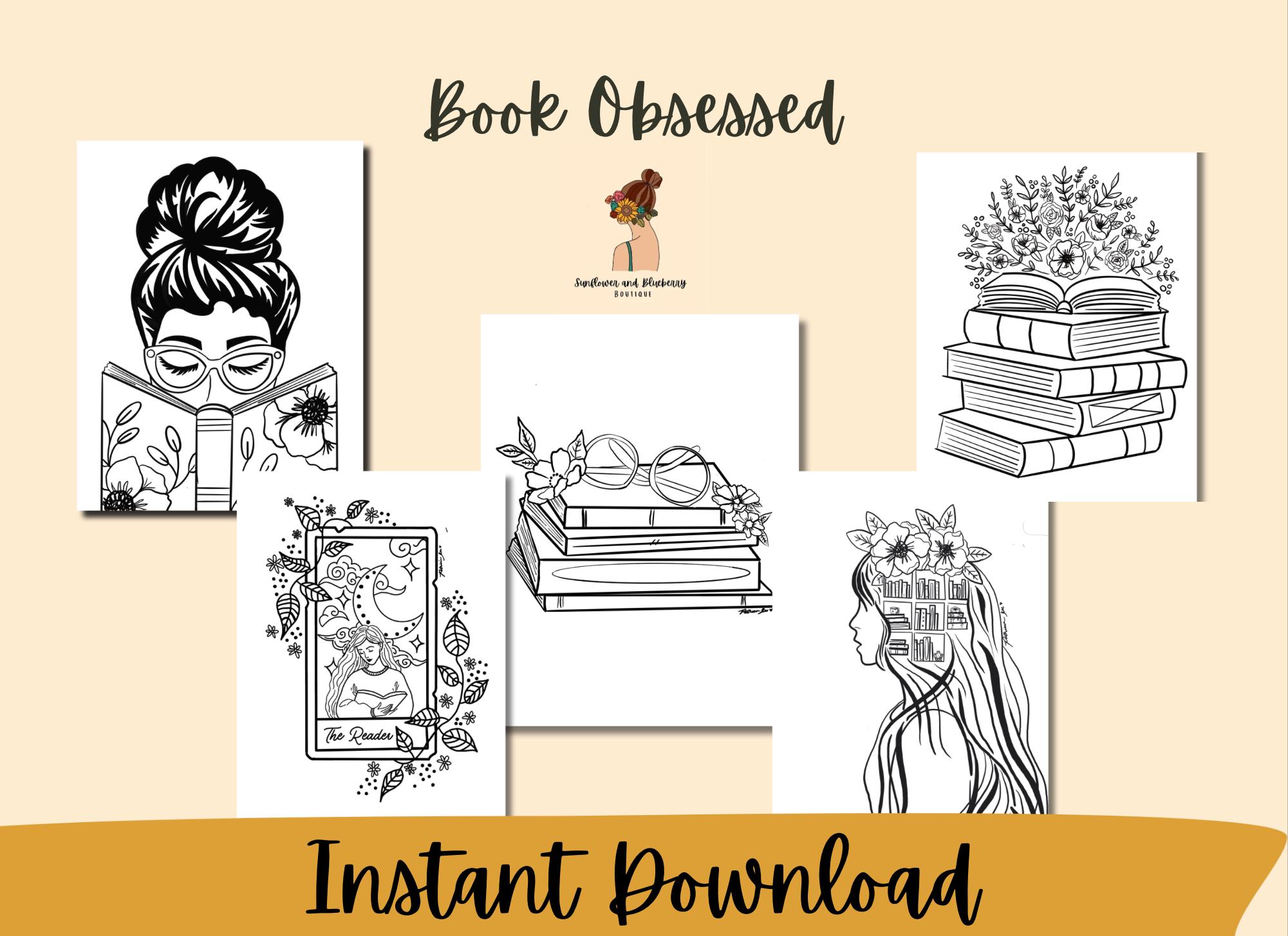 Obsessed Color Pages Book Obsessed Coloring Sheets, Printable Book Obsessed Pages, Adult ...