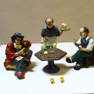 Encantadores palhaços Gilde Vintage, jogadores de cartas e maître, Alemanha, década de 1990