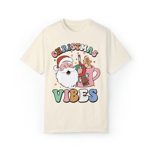 Christmas Vibes Comfort Colors Tee / Holiday Vibes Tshirt / Retro Santa Shirt / Vintage Christmas T Shirt