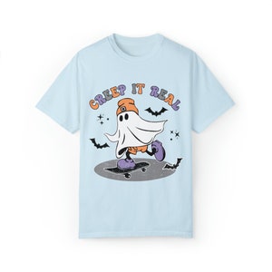 Creep it Real Skateboarding Ghost Comfort Color Spooky Ghost / Halloween Tee / Fall Tshirt