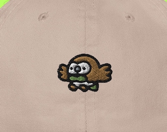 Embroidery Rowlet Dad Hat - Anime Embroidered Hat, Manga Embroidery Hat, Dad Hat