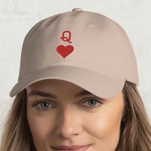 Embroidery Playing Cards Heart Queen Dad Hat - Custom Embroidered Hat, Funny Quotes Embroidery Hat, Dad Hat