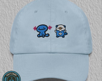 Embroidery Wooper And Oshawott Hat - Anime Embroidered Hat, Manga Embroidery Hat, Dad Hat