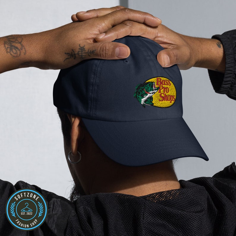 Embroidery Pro Bass Dad Hat Custom Embroidered Hat, Funny Embroidery Hat, Dad Hat Navy