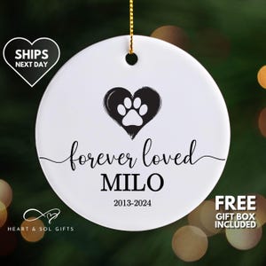 Personalized pet ornament, Custom Christmas Dog Ornaments, Pet Memorial Keepsake, Christmas dog name ornament, Paw print ornament Xmas Gift