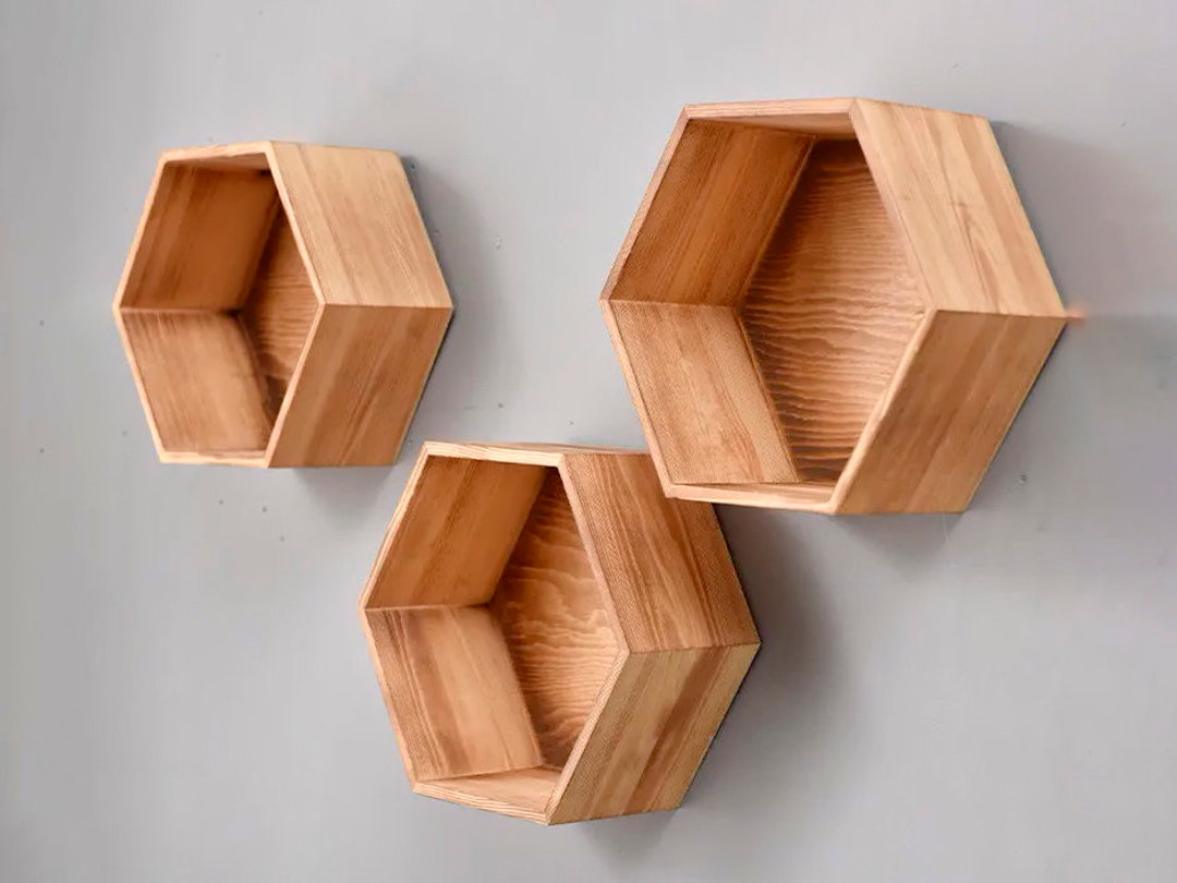 Wood Hexagon Shelf Hexagon Shelves Hexagon Wood Shelf Etsy