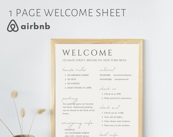 Plantilla de bienvenida de Airbnb: Letrero moderno de información para huéspedes (plantilla de Canva)