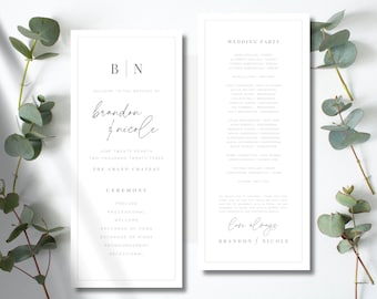 Plantilla de programa de boda moderno: Ceremonia minimalista (descarga de Canva)