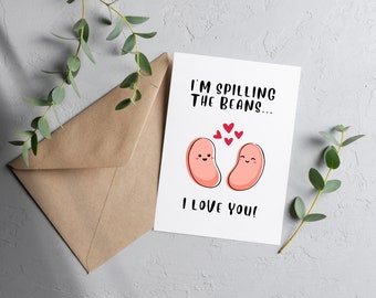 Tarjeta de amor "Suelta la sopa": Divertido juego de palabras de aniversario (Descarga digital)