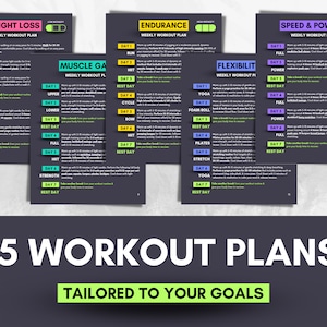 Pre-Designed Workout Plans | Fitness Planner | Workout Planner | Workout Tracker | Personalized Workout Plan | Weight Loss | Fitness Journal