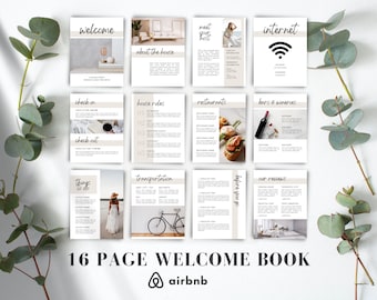 Plantilla de libro de bienvenida de Airbnb: Guía de Canva de 16 páginas (descarga digital)