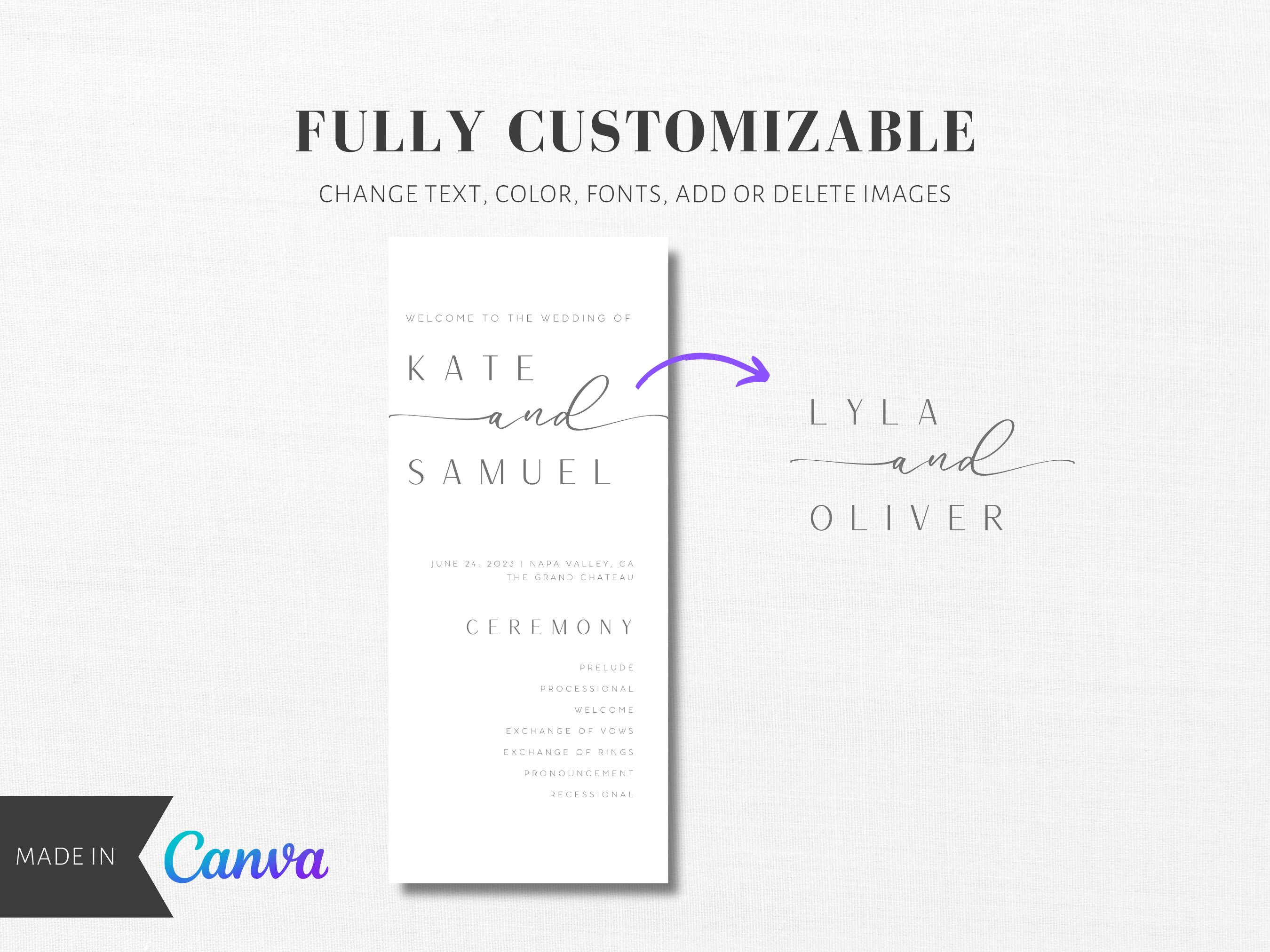 Modern Wedding Program Template Wedding Ceremony Program Etsy